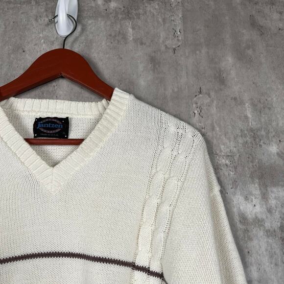Vintage 1990s Tonal Striped Kitted Sweater Made In USA - Picture 2 of 4